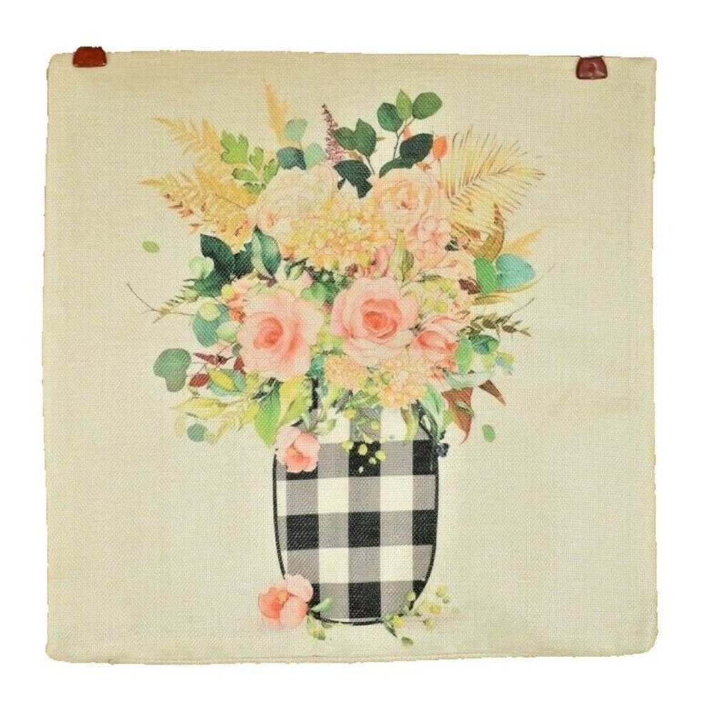 Flower Bouquet in Vase 15 x 15 inch Decorative Throw Pillow Cover New